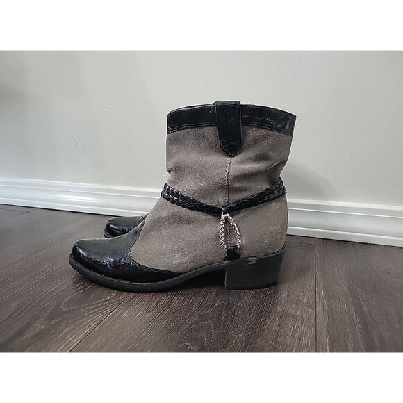 Brighton Black and Gray Ankle Boots - Picture 2 of 8